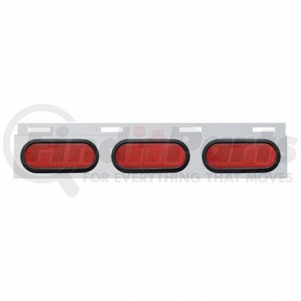 63710 by UNITED PACIFIC - Mud Flap Hanger - Mud Flap Plate, Top, Stainless, with Three 19 LED 6" Oval Lights & Grommets, Red LED/Red Lens