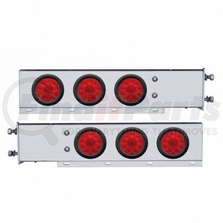63728 by UNITED PACIFIC - Light Bar - Stainless Steel, Spring Loaded, 2-1/2" Bolt Pattern, with 6 x 4" 10 LED Lights, Red LED/Lens
