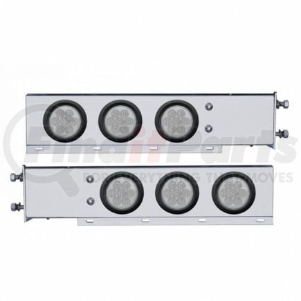 63731 by UNITED PACIFIC - Light Bar - Stainless Steel, Spring Loaded, Rear, Reflector/Stop/Turn/Tail Light, Red LED/Clear Lens, with 2.5" Bolt Pattern, with Rubber Grommets, 7 LED per Light