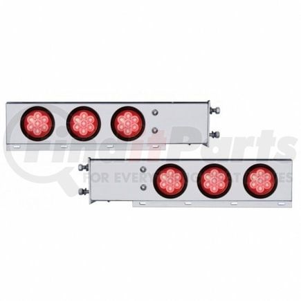 63748 by UNITED PACIFIC - Deluxe SS Spring Loaded Rear Light Bar - with 3.75" Bolt Pattern, Reflector/Stop/Turn/Tail Light, Red LED and Lens, with Rubber Grommets, 7 LED Per Light