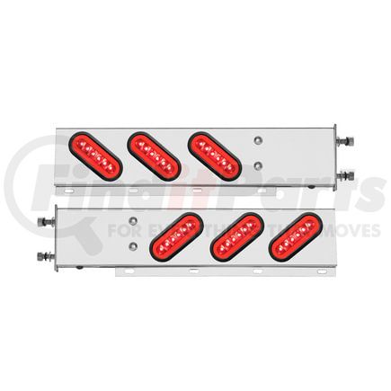 63786 by UNITED PACIFIC - Light Bar - Rear, "Glo" Light, Stainless Steel, Spring Loaded, with 3.75" Bolt Pattern, Stop/Turn/Tail Light, Red LED and Lens, with Rubber Grommets, 22 LED Per Light