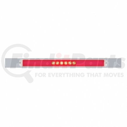 63793 by UNITED PACIFIC - Mud Flap Hanger - Mud Flap Plate, Top, Chrome, with 28 LED 17" "Glo" Light Bar, Red LED/Clear Lens