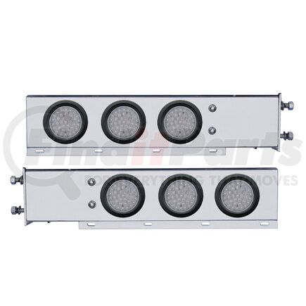 63803 by UNITED PACIFIC - Light Bar - Rear, "Glo" Light, Stainless Steel, Spring Loaded, with 2.5" Bolt Pattern, Stop/Turn/Tail Light, Red LED, Clear Lens, with Rubber Grommets, 36 LED Per Light