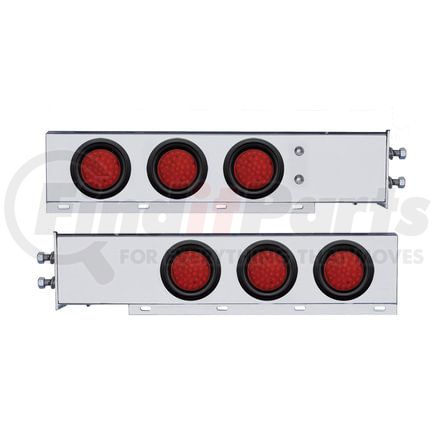63804 by UNITED PACIFIC - Light Bar - Stainless Steel, Spring Loaded, Rear, Stop/Turn/Tail Light, Red LED/Red Lens, with 2" Bolt Pattern, with Rubber Grommets, 36 LED per Light
