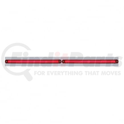 63808 by UNITED PACIFIC - Mud Flap Hanger - Mud Flap Plate, Top, Chrome, with Two 24 LED 12" "Glo" Light Bars, Red LED/Red Lens