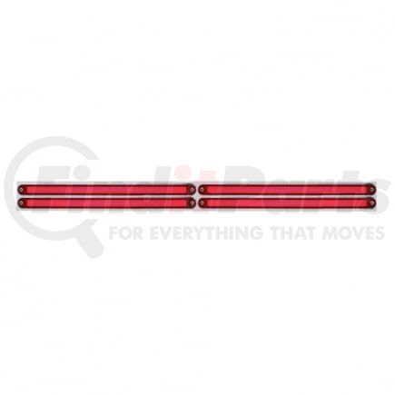 63810 by UNITED PACIFIC - Mud Flap Hanger - Mud Flap Plate, Top, Chrome, with Four 24 LED 12" "Glo" Light Bars, Red LED/Red Lens