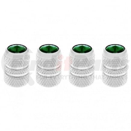 69992 by UNITED PACIFIC - Tire Valve Stem Cap - Chrome, Tubular, with Green Diamond