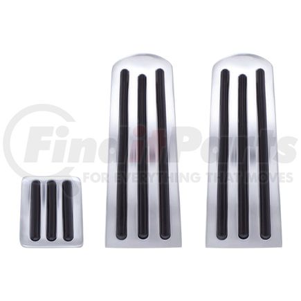 70258 by UNITED PACIFIC - Accelerator / Brake / Clutch Pedal Set - Chrome, with Rubber Insert