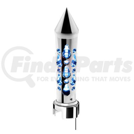 70722 by UNITED PACIFIC - Manual Transmission Shift Knob - Gearshift Knob, Chrome, "Brooklyn" 13/15/18 Speed Spike, with High Power LED, Blue