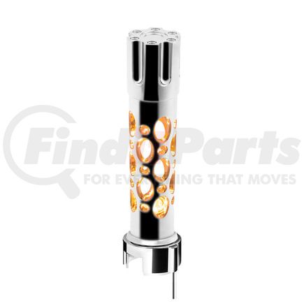 70724 by UNITED PACIFIC - Manual Transmission Shift Knob - Gearshift Knob, Chrome, "Austin" 13/15/18 Speed Gun Cylinder, with High Power LED, Amber