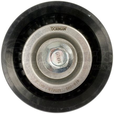 419-091 by DORMAN - Engine Timing Belt Idler Pulley - Plastic; Steel, 76.2 mm. Pulley Dia, 5 Groove, V-Grooved