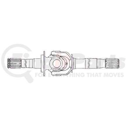 YA D76110-2X by YUKON - D50 FRONT AXLE ASSY, 25.2" 30spl, LH, 4340, '99-'02 FORD F250/ F350, 00-05 EXC