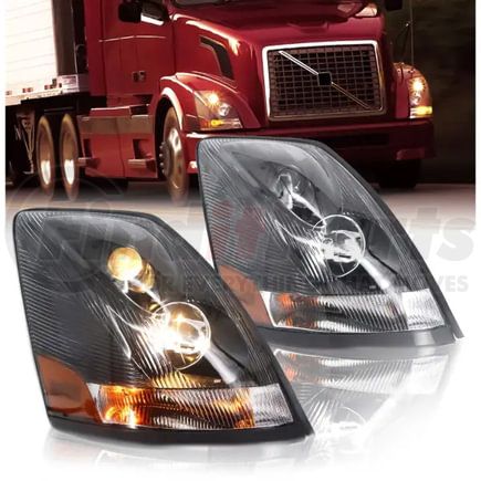 TR001-VLHLB-R by TORQUE PARTS - Headlight - Passenger Side, with Black Housing and Halogen Bulbs, Clear Lens