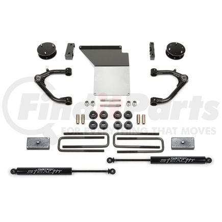 K1071M by FABTECH - Uniball Control Arm Lift System; w/Stealth Monotube Shocks; 4 in. Lift; Incl. UCA w/Ball Joint; Diff. Mounts; Skid Plate; Blocks/U-Bolts; Rear Shocks; All Req. Hardware;