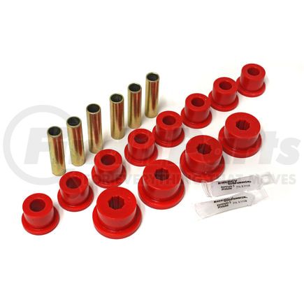 12102R by ENERGY SUSPENSION - Leaf Spring Bushing Set; Red; Front/Rear; For Aftermarket Shackles; Performance Polyurethane;