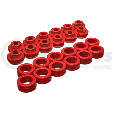 34132R by ENERGY SUSPENSION - Body Cab Mount Set; Red; Performance Polyurethane;