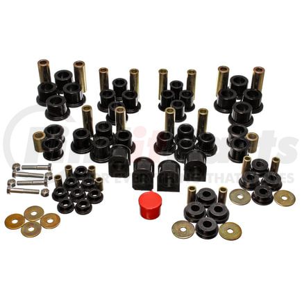 418124G by ENERGY SUSPENSION - Hyper-Flex System; Black; Incl. Front And Rear Spring Bushings; Front Track Rod Bushings; Front And Rear Sway Bar And End Link Bushings; Performance Polyurethane;