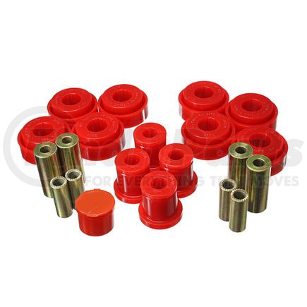 53140R by ENERGY SUSPENSION - Control Arm Bushing Set; Red; Front; Must Reuse Existing Outer Metal Shells; Performance Polyurethane; Incl. Compression And Strut Rod Bushings;