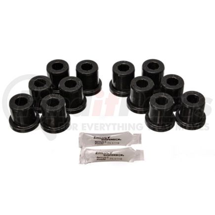 82106G by ENERGY SUSPENSION - Leaf Spring Bushing Set; Black; Front/Rear; Incl. Complete Shackle Set; Performance Polyurethane;