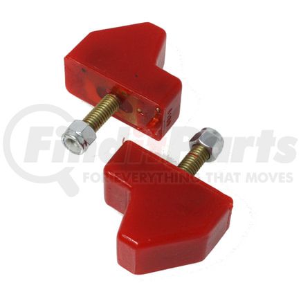 99150R by ENERGY SUSPENSION - Control Arm Bump Stop Set; Red; Front; GM Style; H-2 in.; L-2.25 in.; W-1 1/16 in.; Locating Pin At 1 in. Offset; Incl. 2 Per Set; Performance Polyurethane;