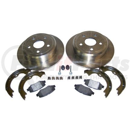 Crown 52060147K Brake Rebuild Kit Disc Brake Service Kit; Rear; Kit Includes Pads/Rotors/Parking Brake Shoe And Lining