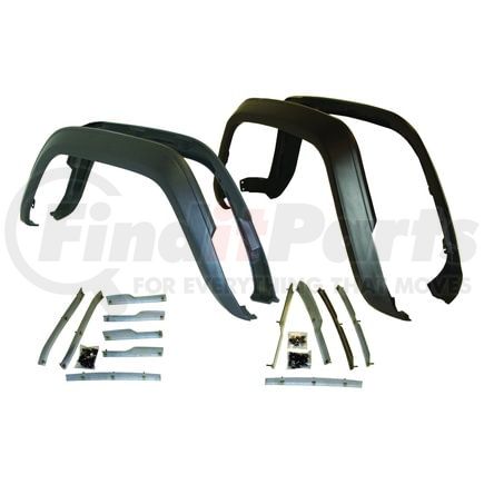 Crown 5AGKM Fender Flare Fender Flare Master Kit; Incl. Steel Retainers; Hardware; Flat Black;