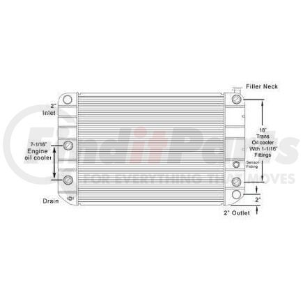HDC010287 by GMC - Design Style Copper / BrassHeight 31 1/2Width 23 1/4Depth 1 3/8Inlet 2 inch connectionOutlet 2 inch connectionEngine Oil Cooler 10 Inch Oil CoolerTrans Oil Cooler 18 Inch Oil CoolerMake Chevrolet, GMCModel Kodiak, TopkickStart Year 199