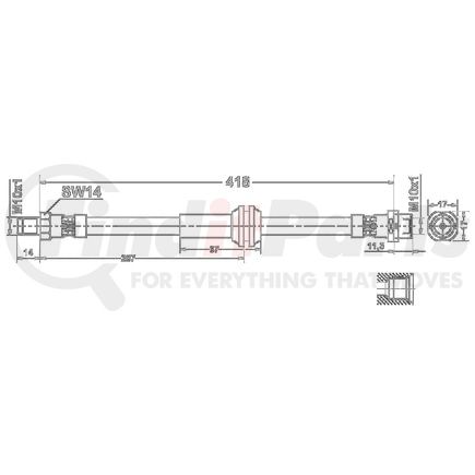 ATE Brake Products 331102 Brake Hydraulic Hose ATE Original Rear Brake Hydraulic Hose for Mini 331102
