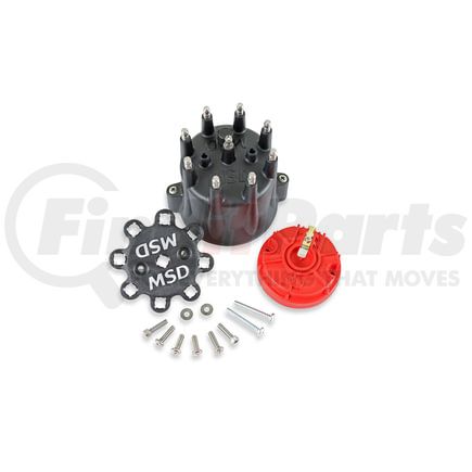 84336 by MSD - Black Chevy V8 HEI Distributor Cap and Rotor