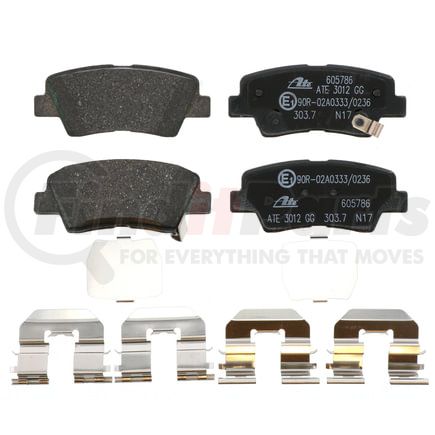605786 by ATE BRAKE PRODUCTS - ATE Original Semi-Metallic Rear Disc Brake Pad Set 605786 for Hyundai, Kia