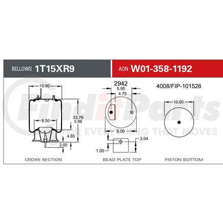 W013581192 by FIRESTONE - Airide Air Spring Reversible Sleeve 1T15XR-9