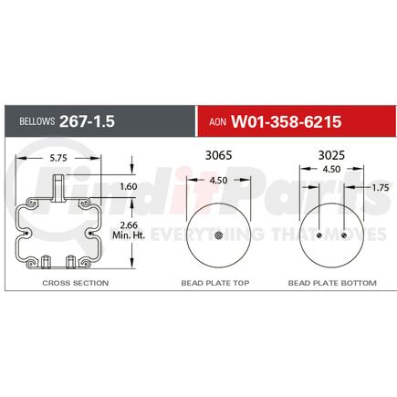 Firestone W013586215 Suspension Air Spring Kit 255C1.5 AIR SPRING