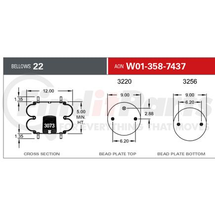W013587437 by FIRESTONE - Airide Air Spring Double Convoluted 22