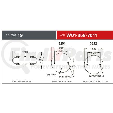 Firestone W013587011 Suspension Air Spring Kit 19B AIR SPRING