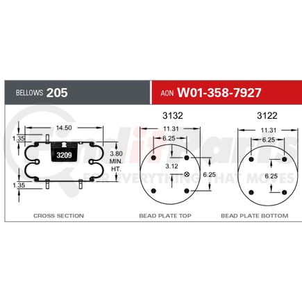 W013587927 by FIRESTONE - Airide Air Spring Double Convoluted 205