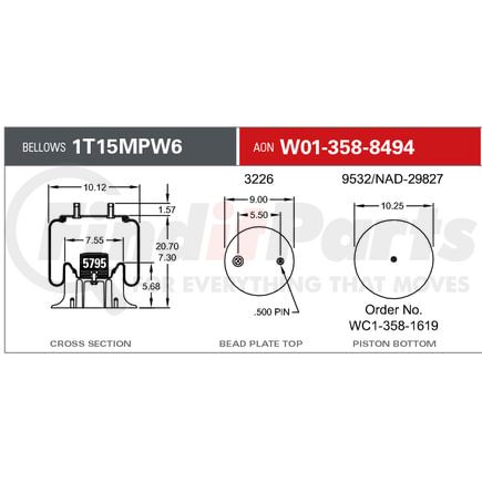 Firestone W013588494 Leaf Spring 1T15MPW6 AIR SPRING