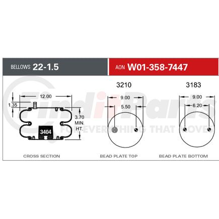 Firestone W013587447 Suspension Air Spring Kit Airide Air Spring Double Convoluted 22-1.5