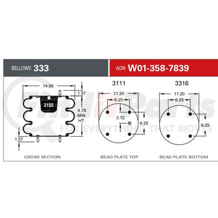 W013587839 by FIRESTONE - AIR SPRING ASSY