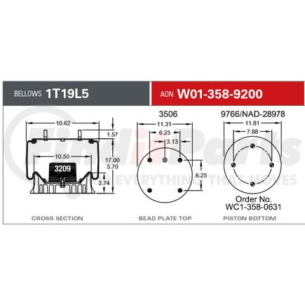 W013589200 by FIRESTONE - 1T19L5 AIR SPRING