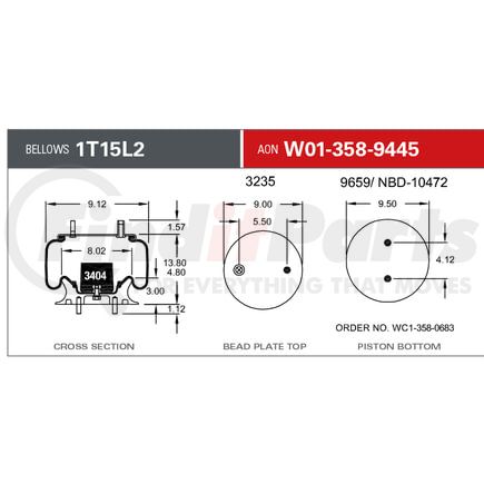 W013589445 by FIRESTONE - Airide Air Spring Reversible Sleeve 1T15L-2