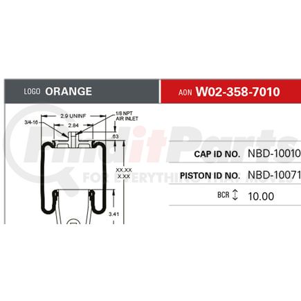 Firestone W023587010 Suspension Air Spring Kit 70MM ASSY (ORANGE)