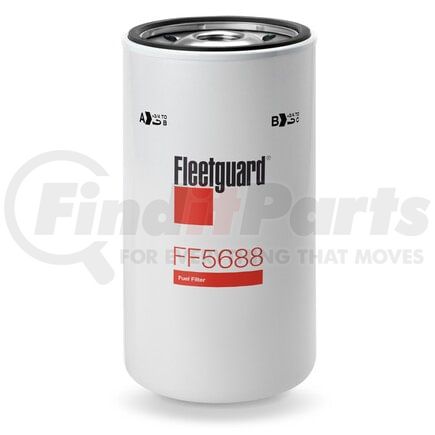 FF5688 by FLEETGUARD - Fuel Filter - Spin-on Design, 8.14 in. L, 4.29 in. OD, 1-14 UNS-2B Thread