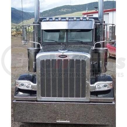 P1004 by ARANDA - Visor Drop  Make Peterbilt Model 379/386 St. Cab Years '05 & Newer Size 13 Units 2 Pcs. Material S.S. Gauge 18G Alloy #430 Finish BA