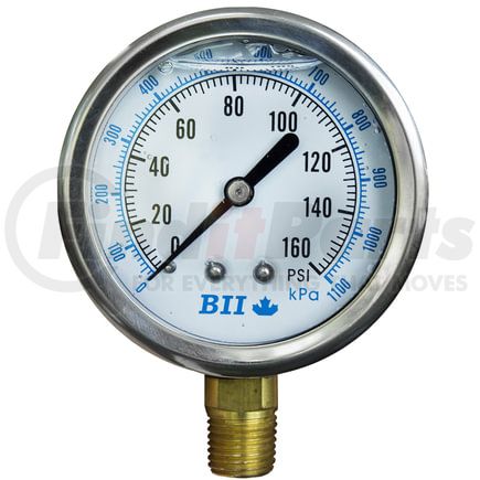 80G25BM6R by TECTRAN - Brake Pressure Gauge - Bottom Mount, 2.5 in. diameter, 0 - 160 psi