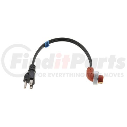 360-0024 by PHILLIPS & TEMRO - Single HD Cord-125V, 15 Amps, 12", 16/3 HPN Wire, A-NEMA 5-15 Plug, "K" Silicone Connector