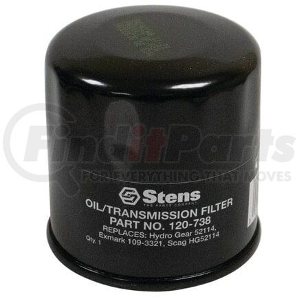 120-738 by STENS - Transmission Oil Filter, 3in Height, 2 11/16in OD, 3/4-16in Thread, 12-16 PSI, 25 Micron