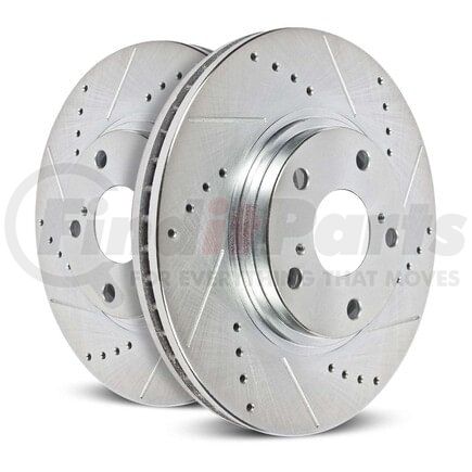 PowerStop Brakes EBR1037XPR Disc Brake Rotor Set Evolution® Disc Brake Rotor - Performance, Drilled, Slotted and Plated