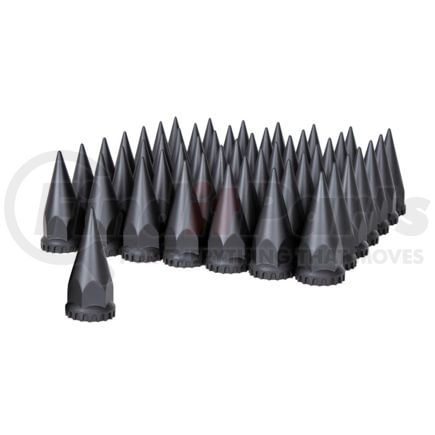 United Pacific 10548CB Wheel Lug Nut Cover Set 33mm x 4-3/4" Matte Black Spike Nut Covers With Flange- Thread-On (60-Pack)