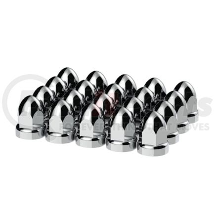 10049 by UNITED PACIFIC - 33mm x 2-3/4" Chrome Plastic Bullet Nut Covers With Flange, Push-On (Box of 20 )