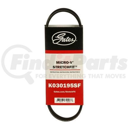 Gates K030195SF Serpentine Belt Serpentine Belt - Stretch Fit Micro-V Serpentine Drive Belt